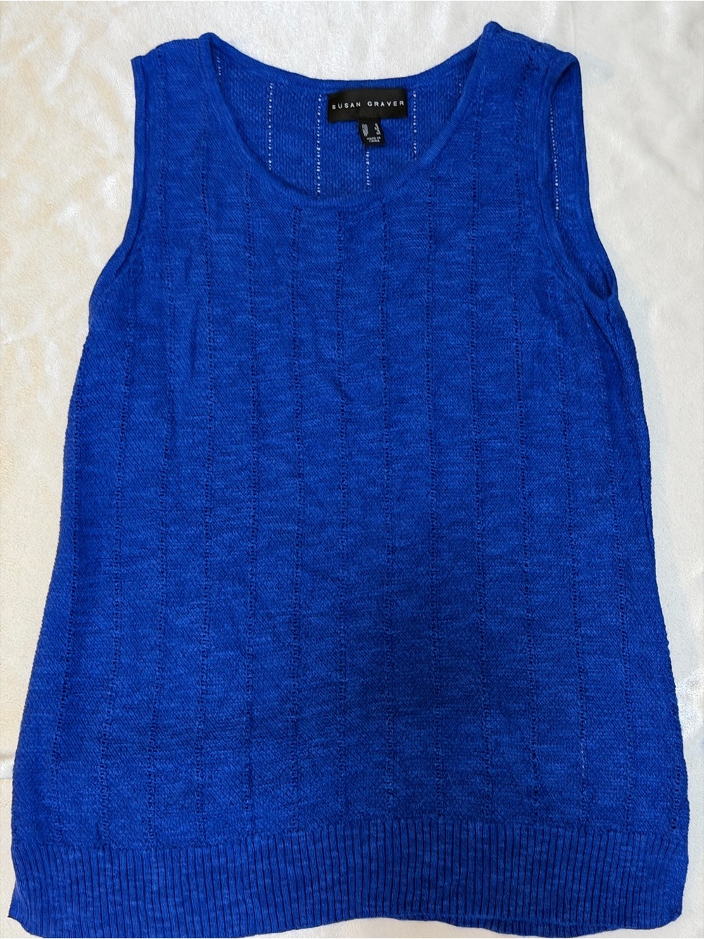 Susan Graver Pointelle Knit Sleeveless Sweater Tank Top Small Cotton Blend - Picture 3 of 11